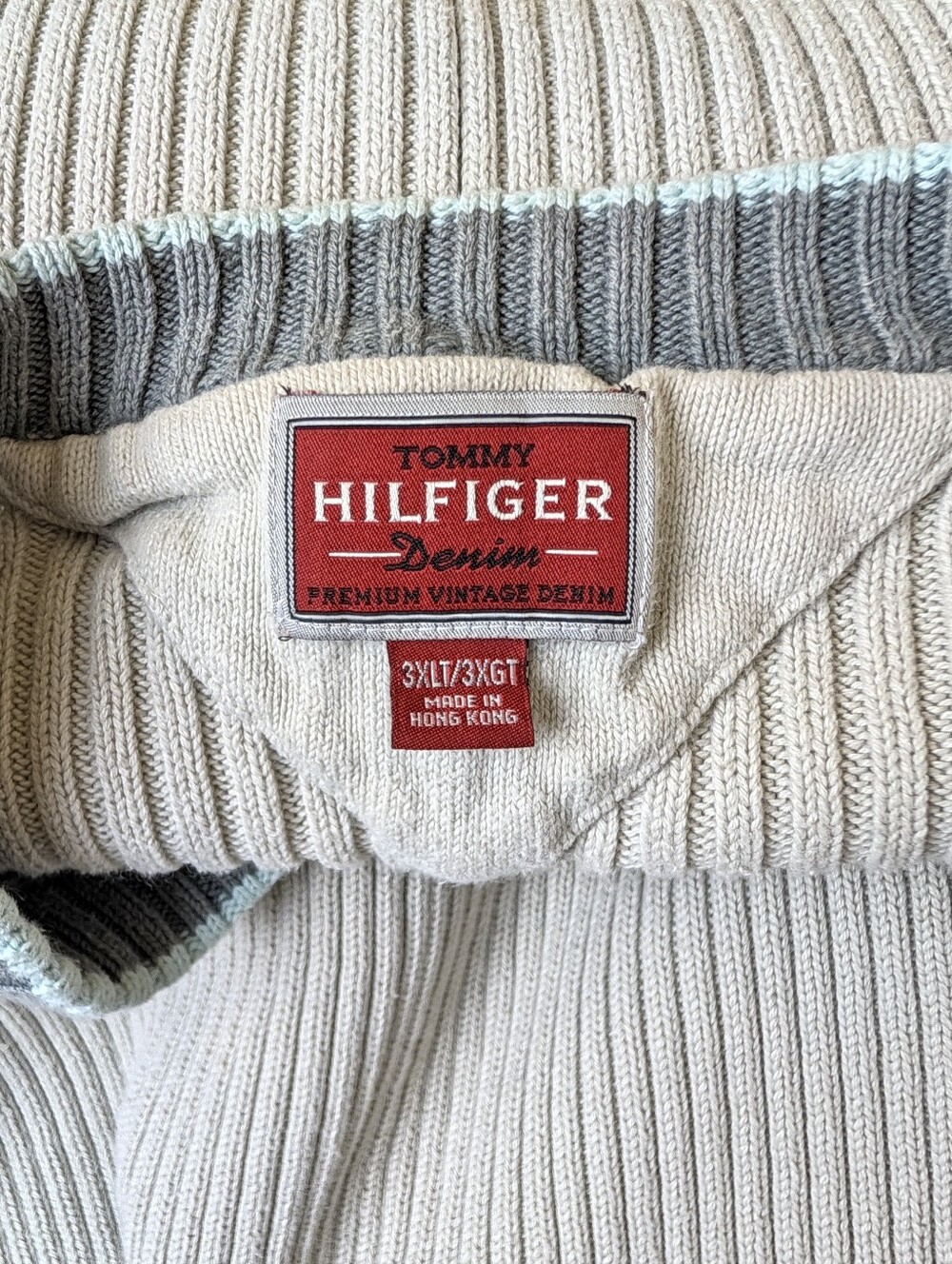 Tommy Hilfiger Red Label Y2K Ribbed Sweater with Gray Trim - Picture 8 of 10